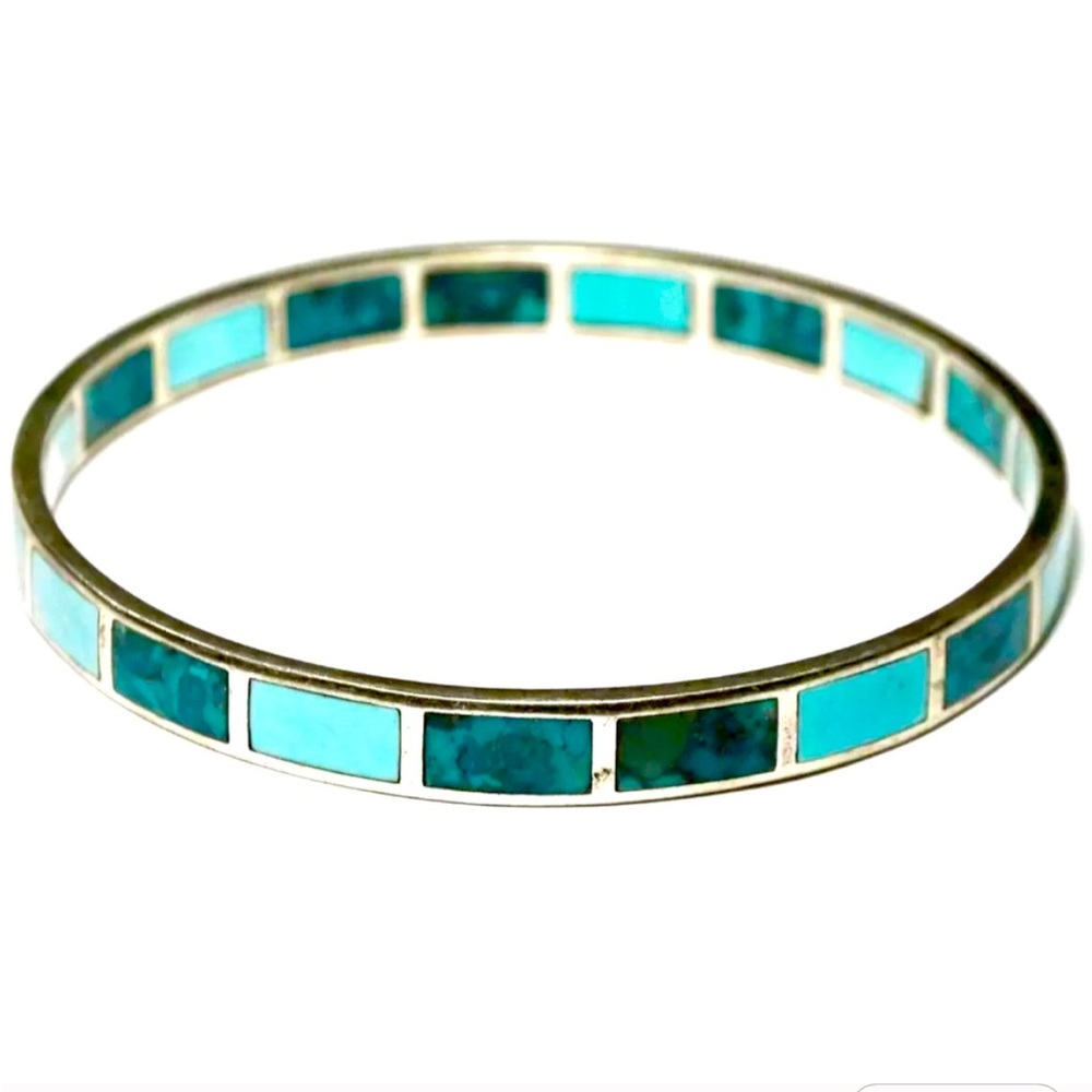 Silpada RARE Vintage Sterling
Silver Turquoise High Seas Inlay
Bangle Bracelet - Picture 7 of 10